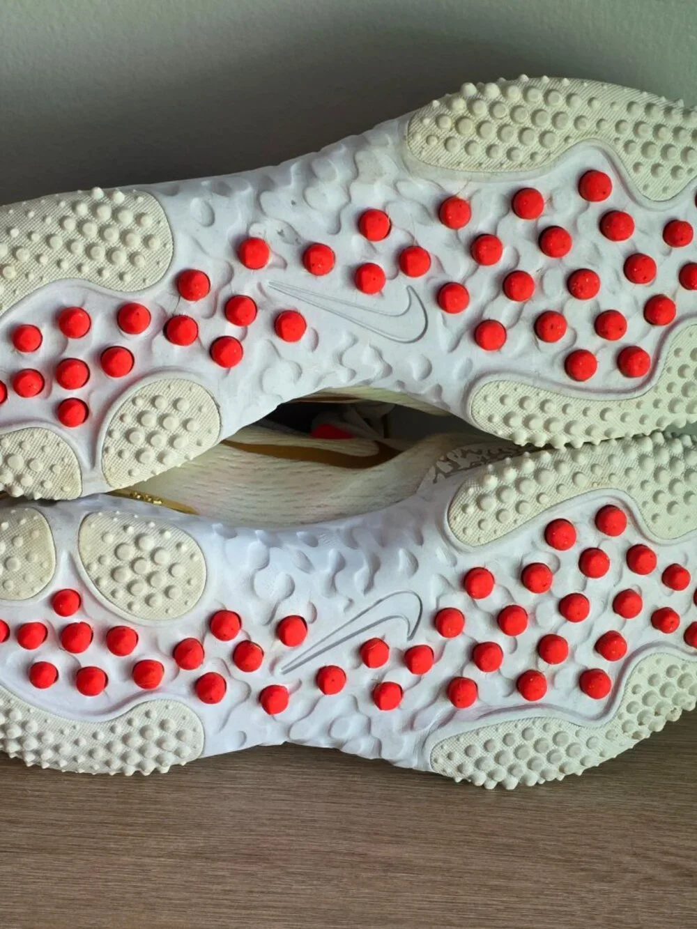 Nike Alpha Huarache Baseball Cleats Youth 7Y White Gold Red